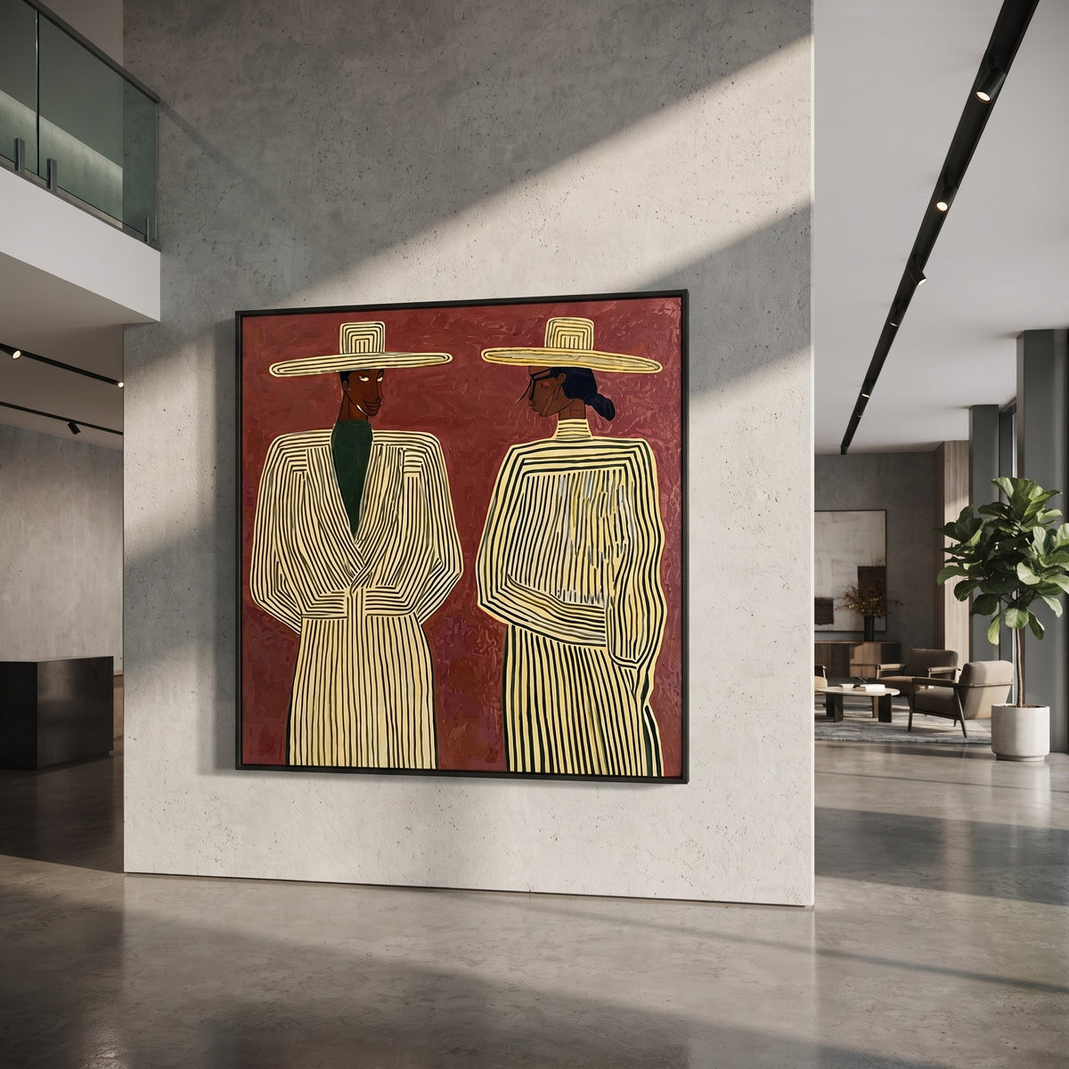 Ivory Lines Face Burgundy - Vintage Americana wall art image 6