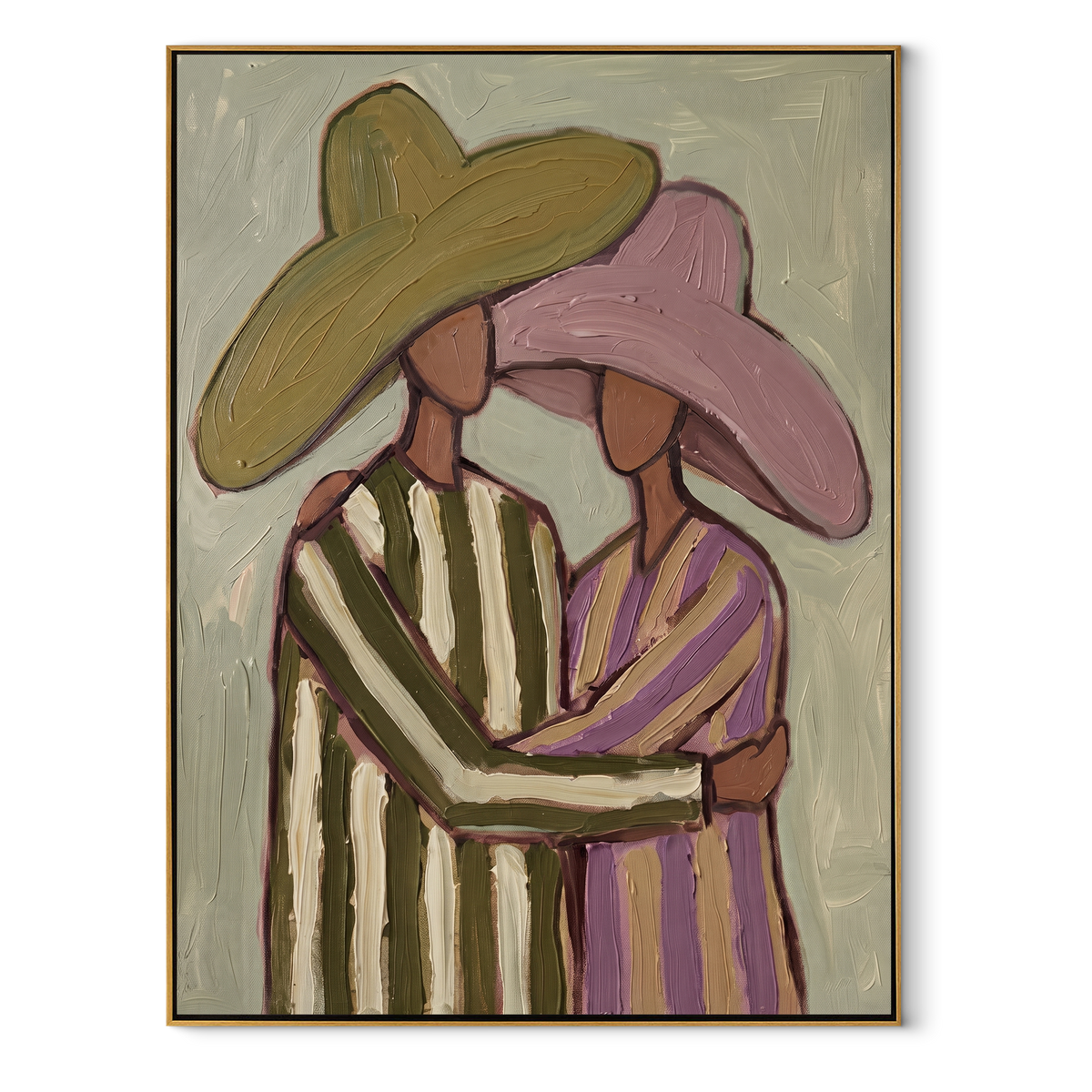 Striped Embrace Holds Olive - Vintage Americana wall art image 2