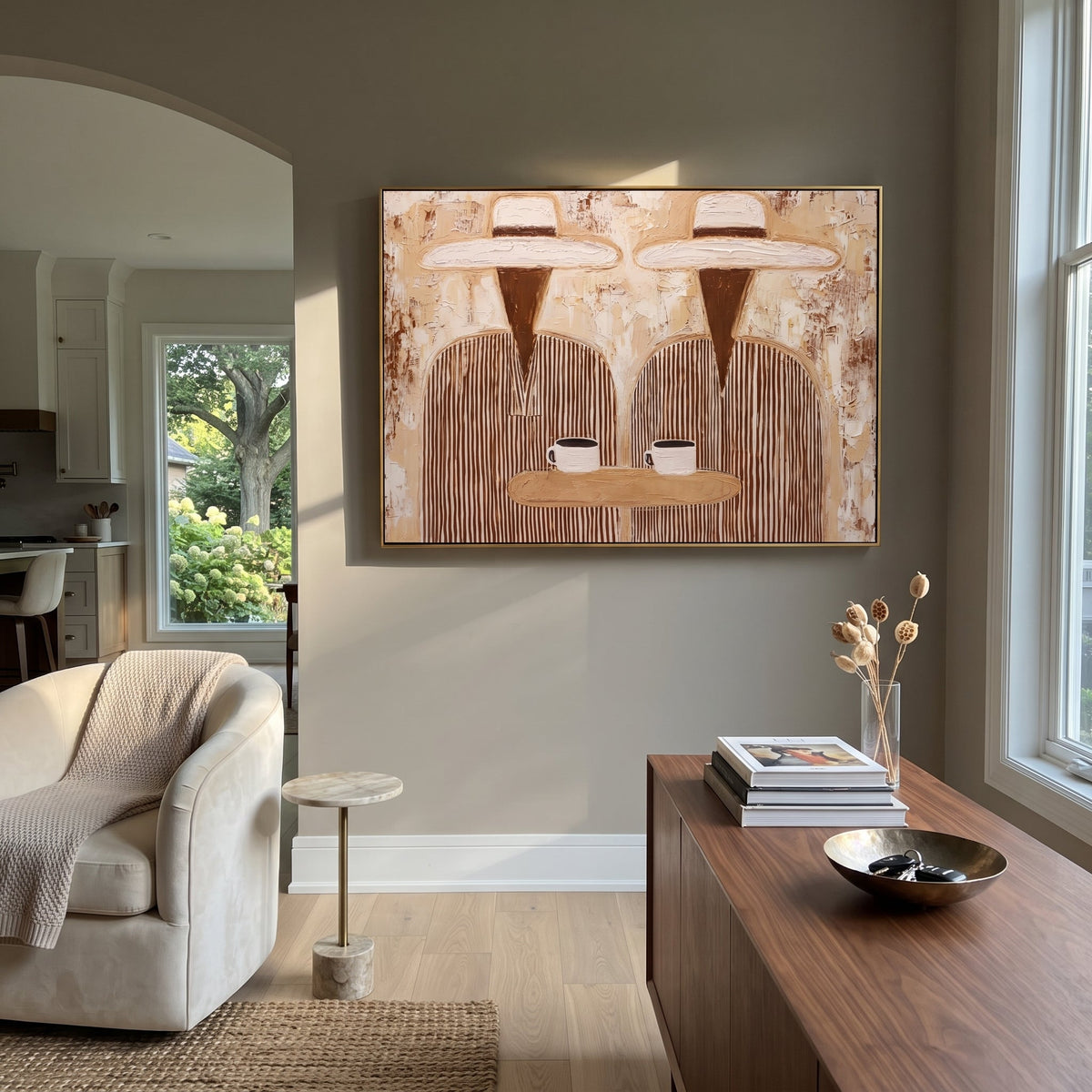 Two Cups Share Linen - Vintage Americana wall art image 1