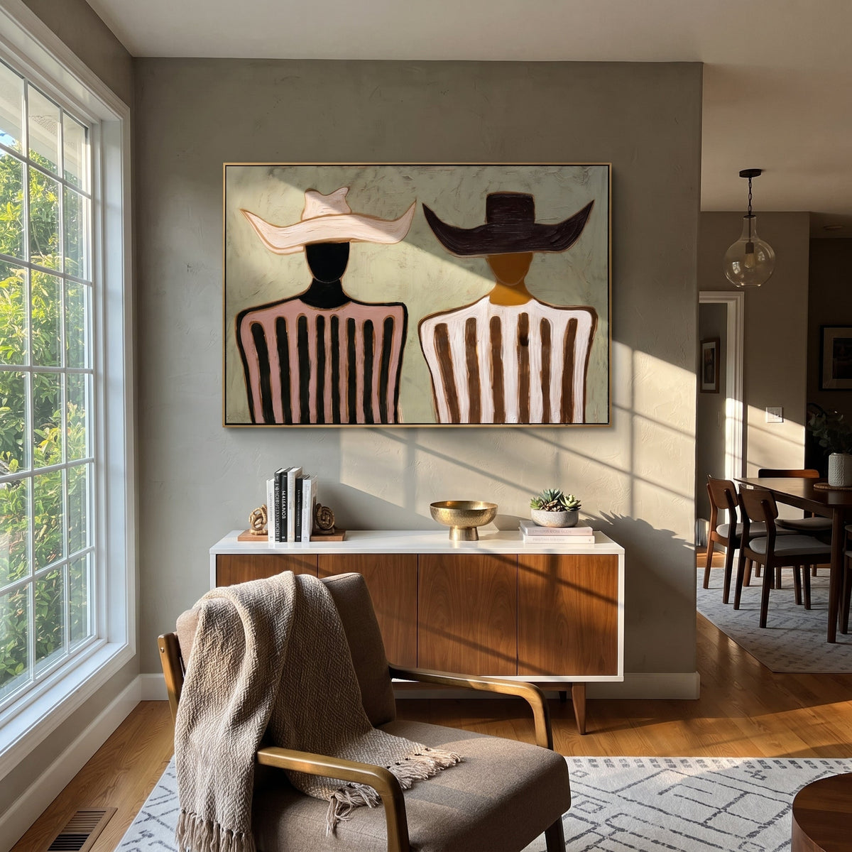 Pink Stripes Face Ivory - Vintage Americana wall art image 1
