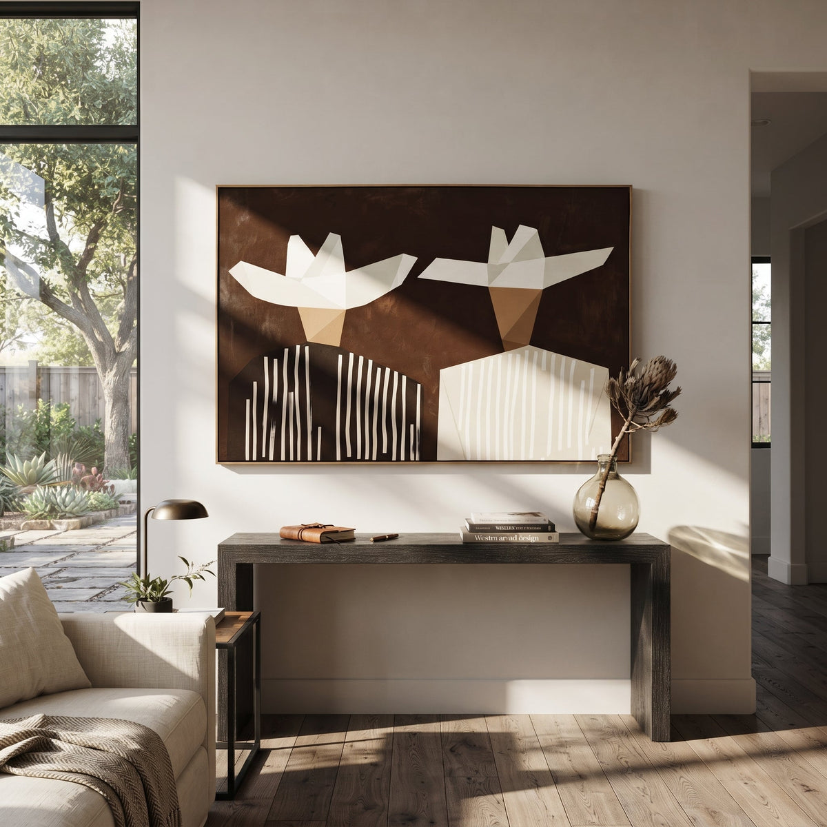 White Geometry Splits Brown - Vintage Americana wall art image 1