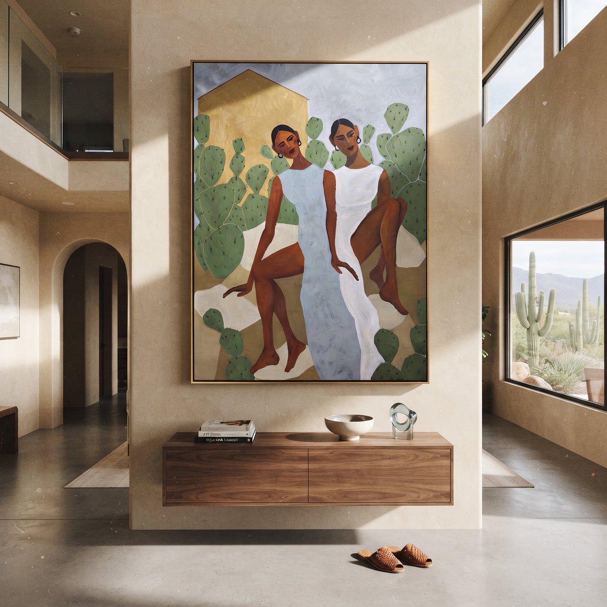 White Dresses Meet Cactus - Vintage Americana wall art image 1