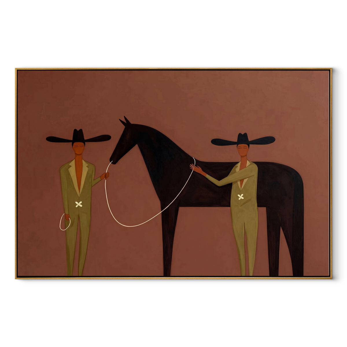 Two Riders Share Reins - Vintage Americana wall art image 2