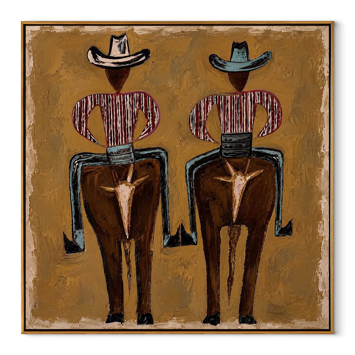 Two Figures Wear Saddles - Vintage Americana wall art image 2