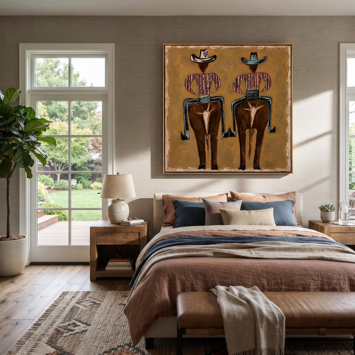 Two Figures Wear Saddles - Vintage Americana wall art image 3