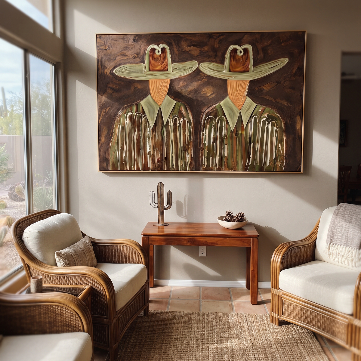 Green Hats Watch Together - Vintage Americana wall art image 1