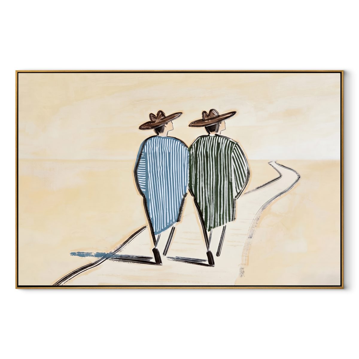 Two Figures Follow Road - Vintage Americana wall art image 2