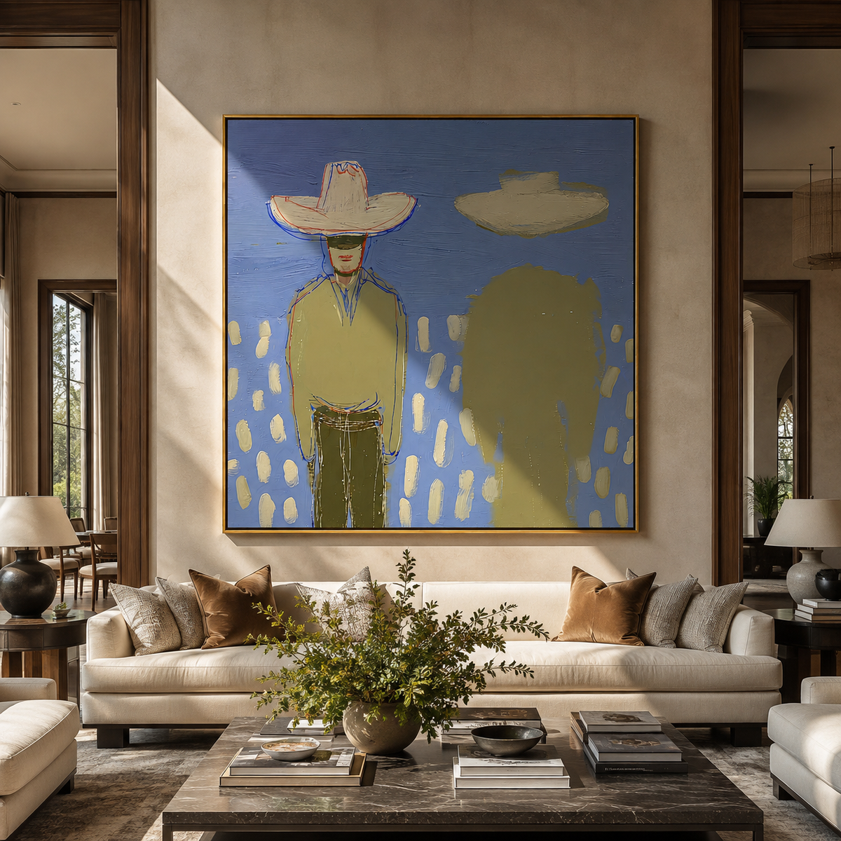 Green Shadow Follows Cowboy - Vintage Americana wall art image 3