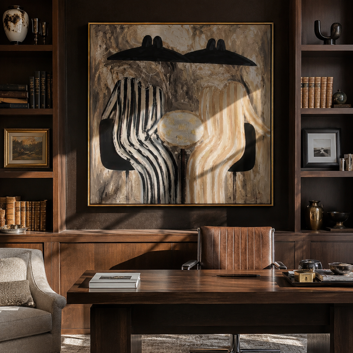 Black Chairs Hold Stripes - Vintage Americana wall art image 4
