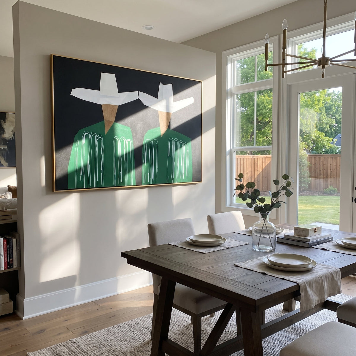 White Geometry Guards Green - Vintage Americana wall art image 1