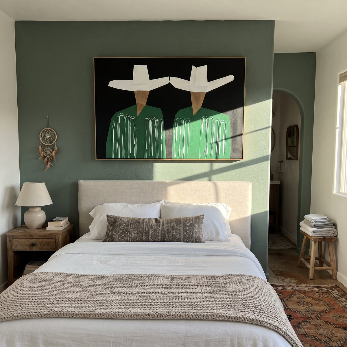 White Geometry Guards Green - Vintage Americana wall art image 3