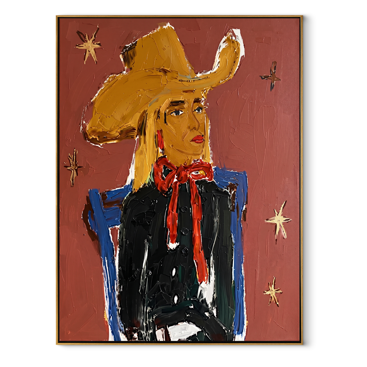 Golden Cowgirl Counts Stars - Vintage Americana wall art image 2