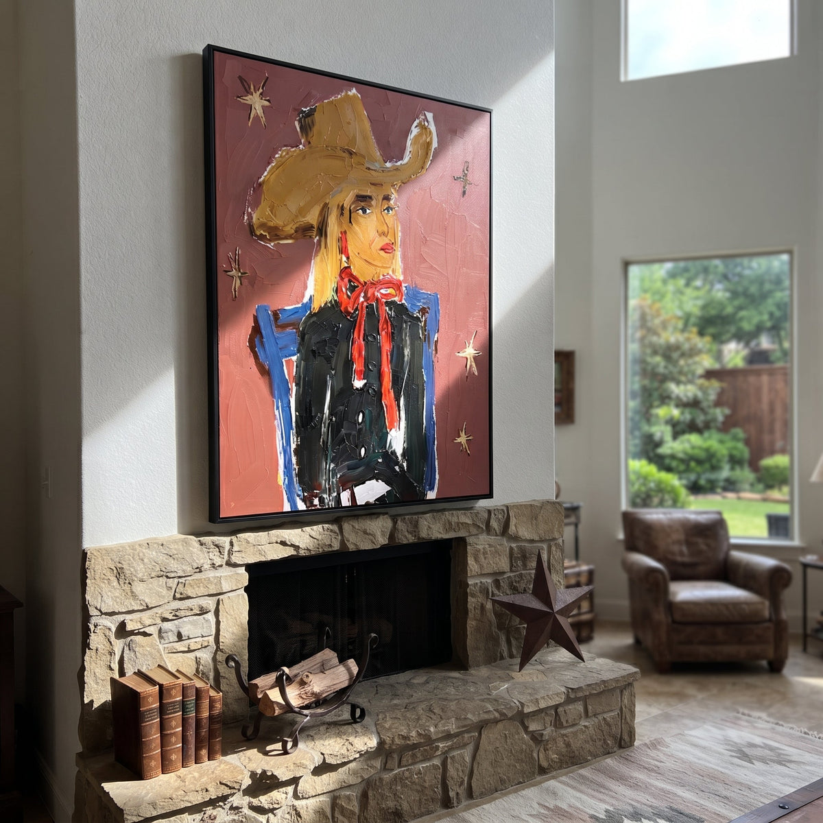 Golden Cowgirl Counts Stars - Vintage Americana wall art image 3