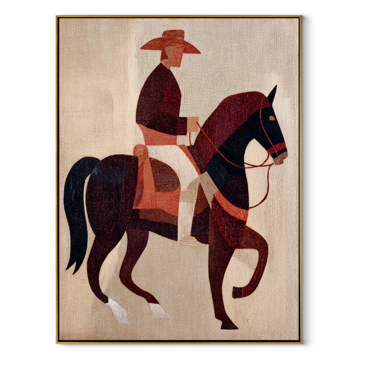 Burgundy Horse Steps Forward - Vintage Americana wall art image 2