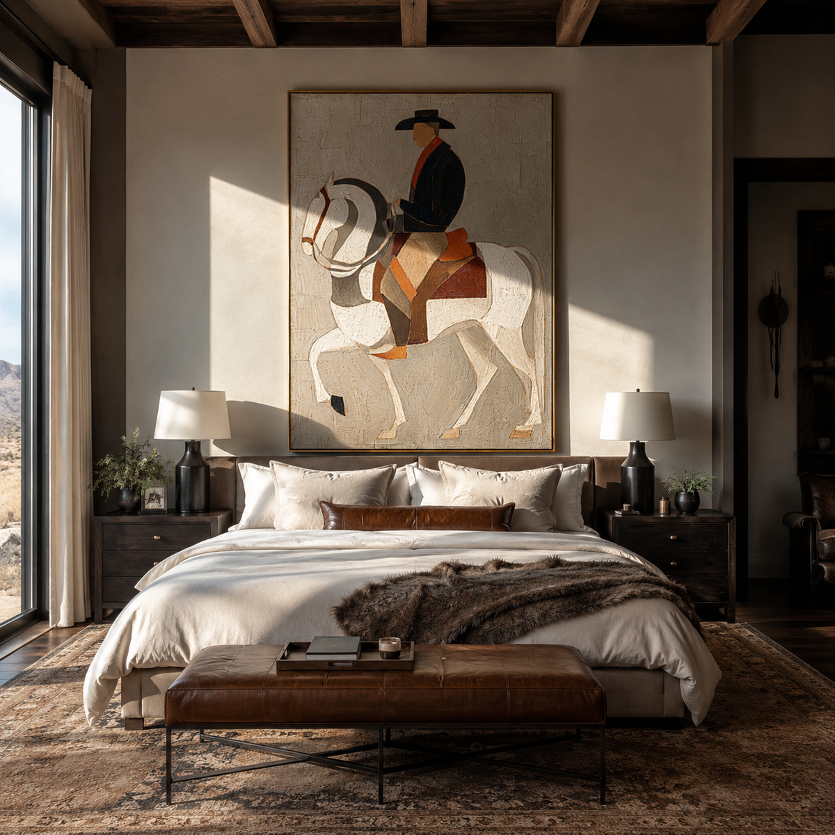 White Horse Bears Midnight - Vintage Americana wall art image 3