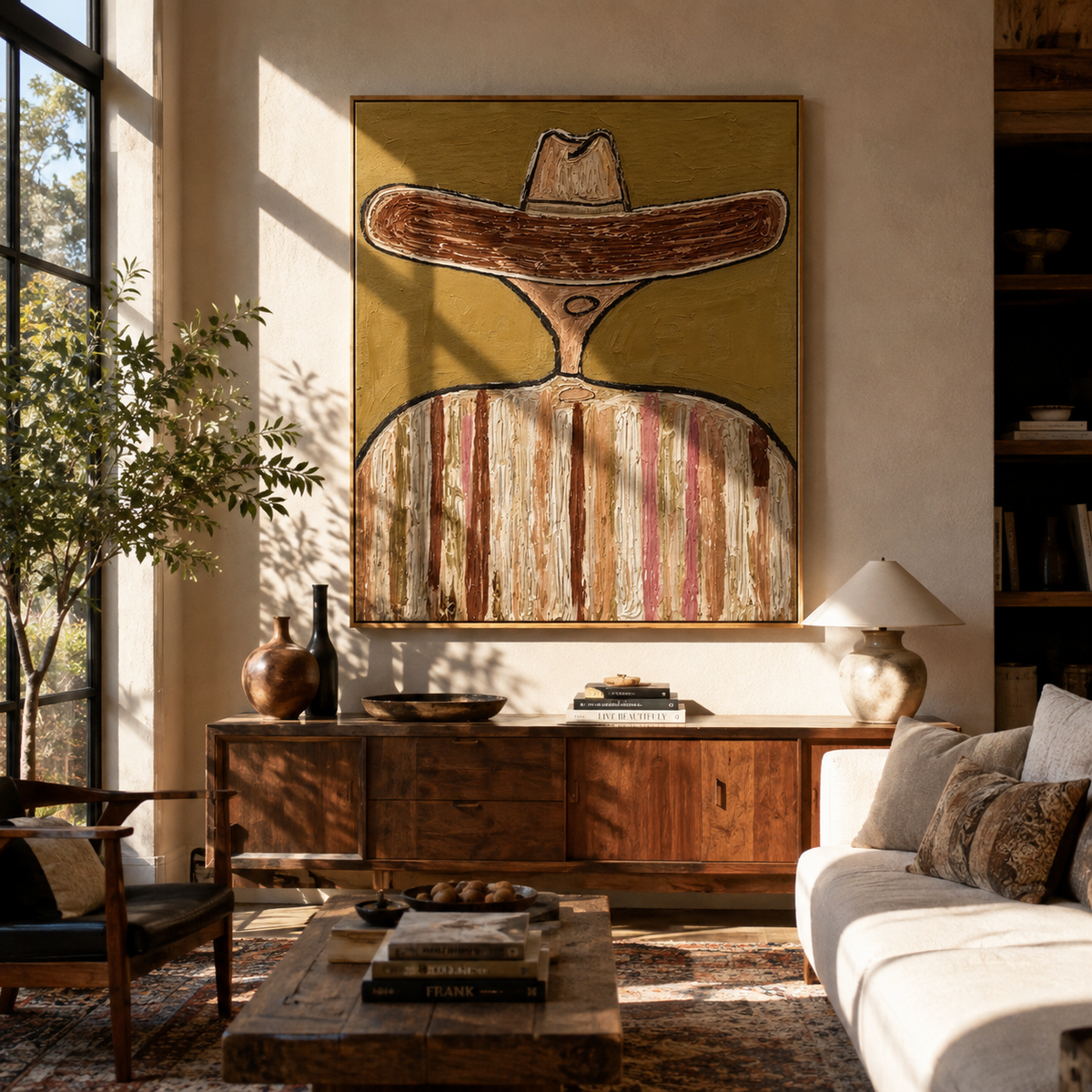 Brown Brim Circles Ivory - Vintage Americana wall art image 5