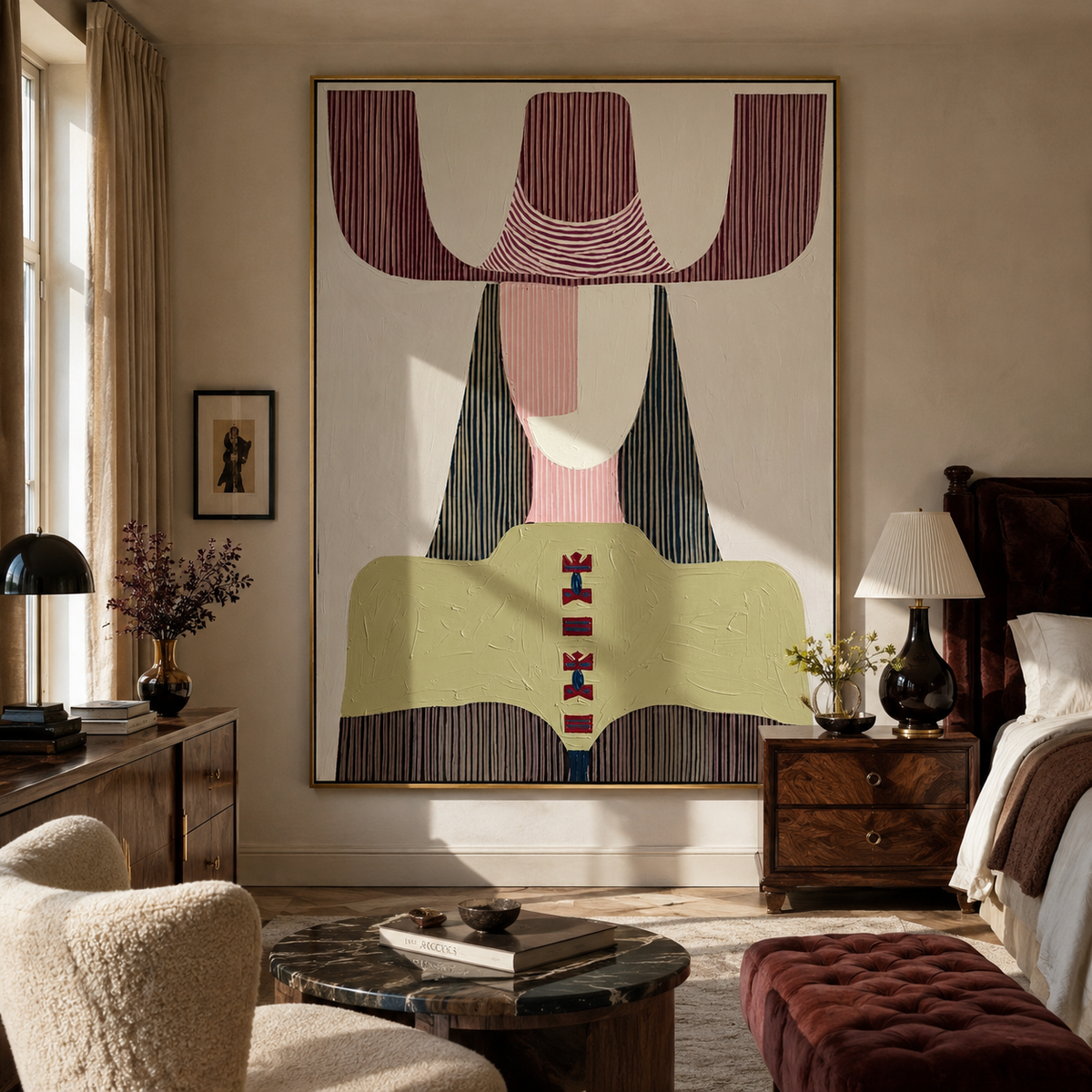 Mauve Horns Frame Green - Vintage Americana wall art image 1