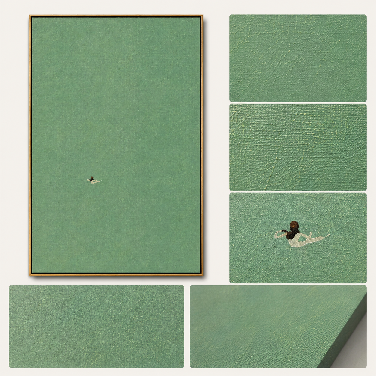 "Small Arrival" - Minimalist Bird Painting | Soft Green Vertical Contemporary Wall Art